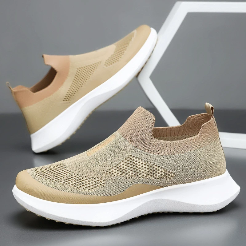 Breathable Knit Slip-On Sneakers Men Women Lightweight Running Shoes Comfortable Casual Sports Shoes Non-Slip Walking Shoes