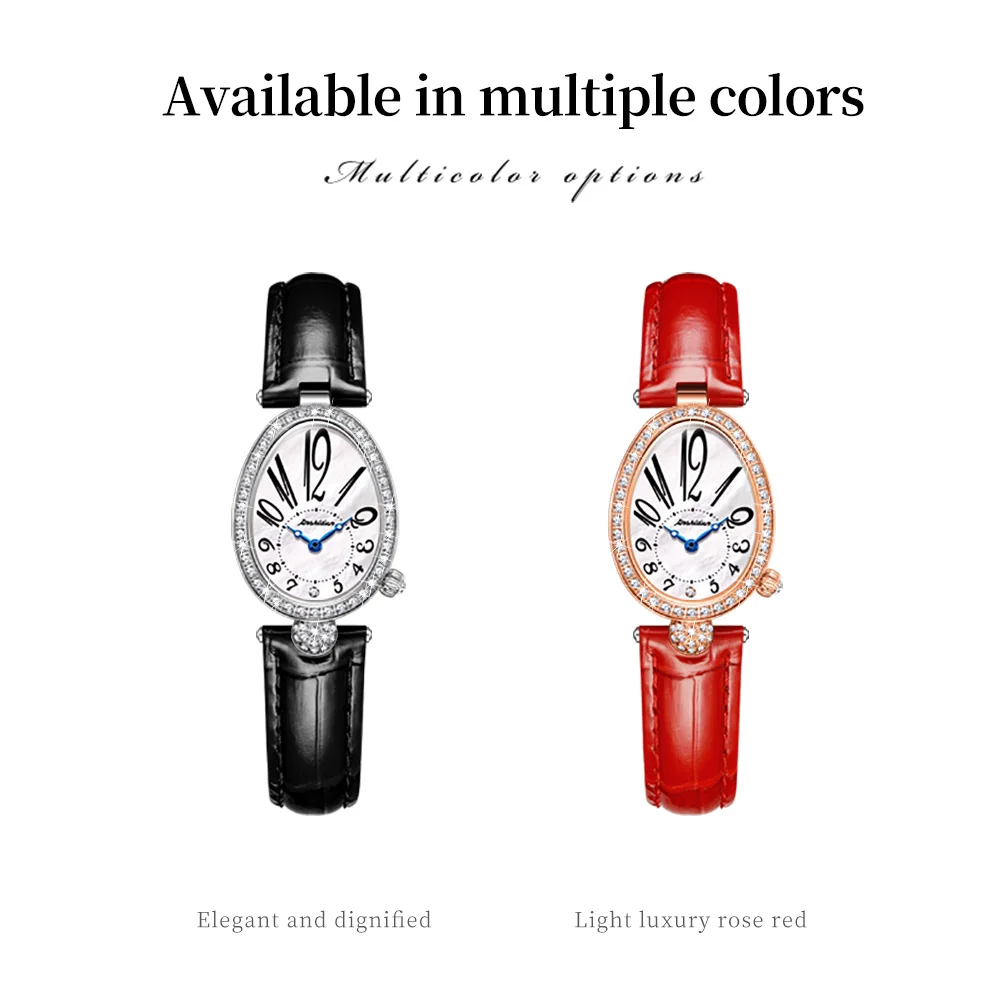 JSDUN Brand Fashion Luxuriou Women\'s Watches Waterproof Leather Strap Imported Movement Quartz Watch Set With Diamonds Elegant