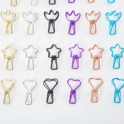 6Pcs Mini Delicate Metal Clips Creative Heart Star Cat Bear Style Clamp Paper File Organizer Clip School Office Supplies