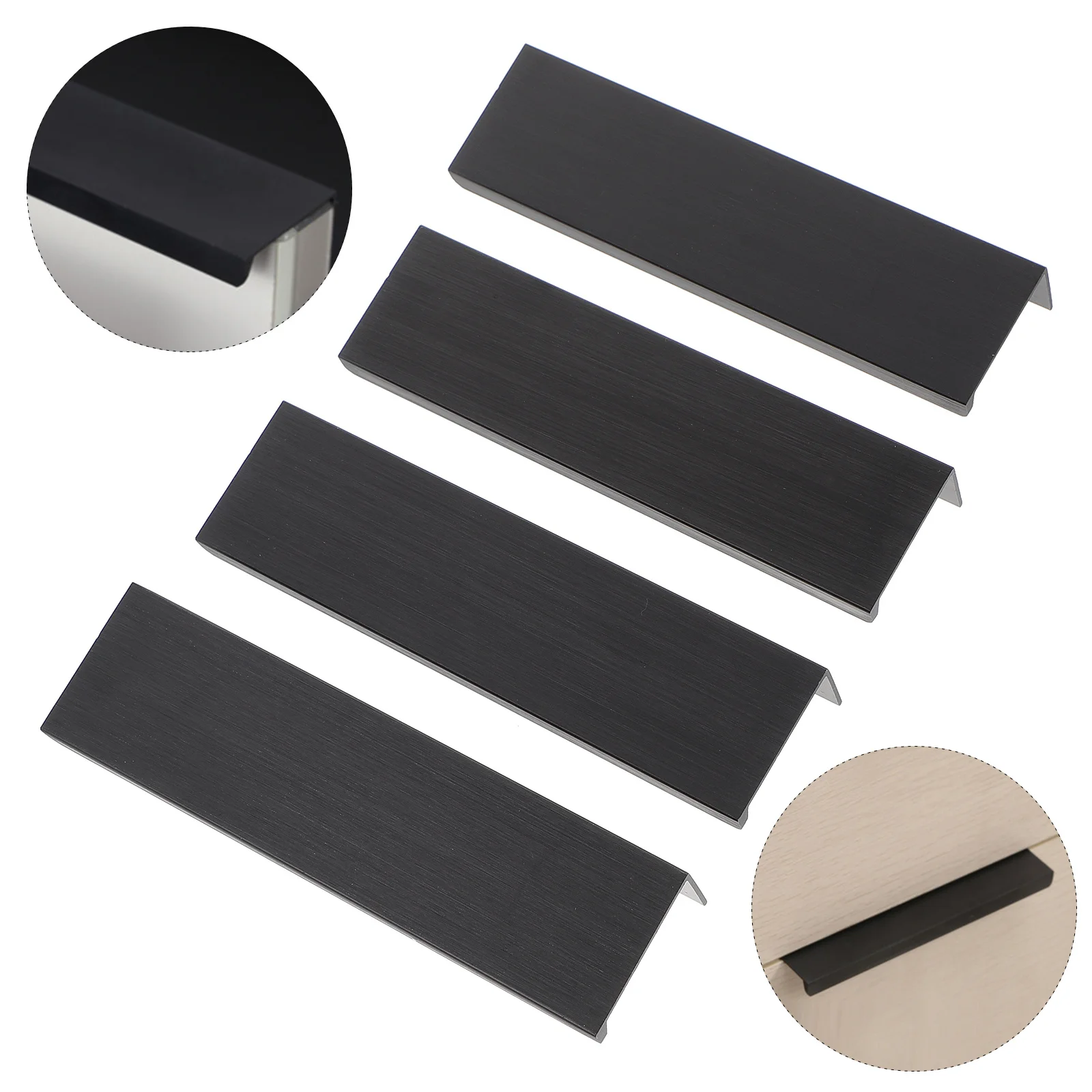 

4Pcs Cabinet Finger Pull Black Aluminum Alloy Invisible Drawer Handle Hidden Punch Pull Tab Handle Modern Furniture Door Edges