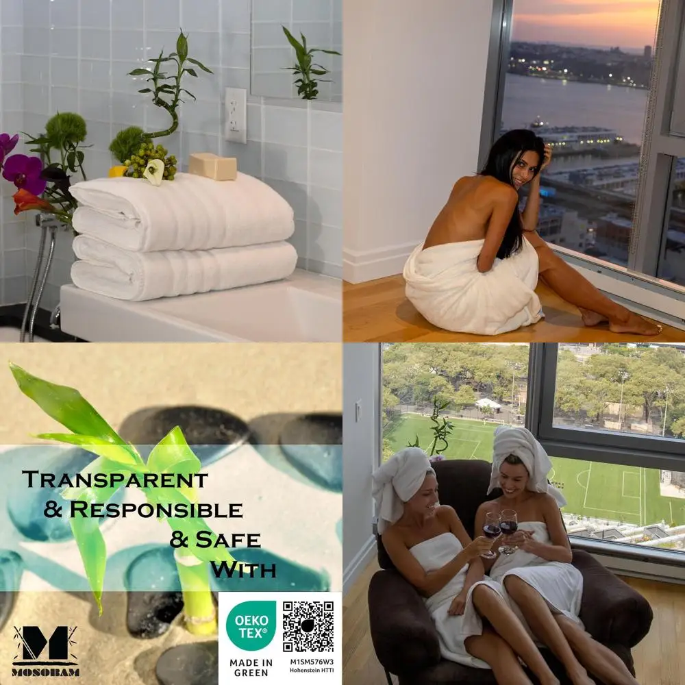 

Набор больших белых банных полотенец - 700 GSM, смесь бамбуковой вискозы и хлопка, 35x70 см