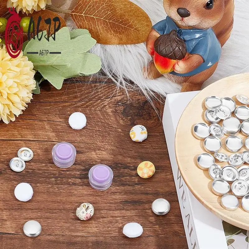 

A67P-100 Sets Cover Button Kit With Tools,Fabric Button Making Kit,Fabric Cloth Covered Flat Back Buttons Maker