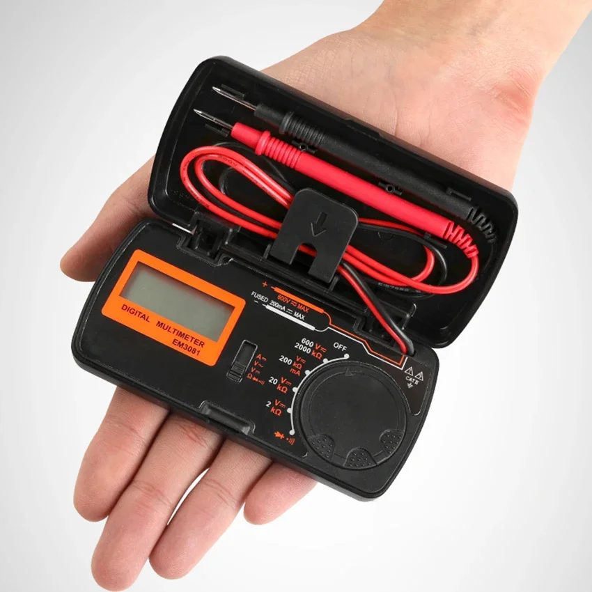 Pocket Multimeter with Tester Pen, Digital Multimeter, 6 Gear Adjustable for AC/DC Voltage, and Current, Continuity, Capacitance