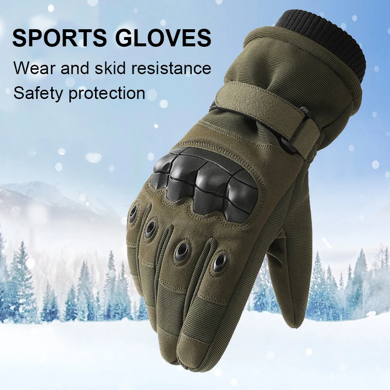 Winter Warm Fleece Tactical Gloves Outdoor Training Mountain Riding Wear-resistant Motorcycle All Refers To Sports Thick Gloves