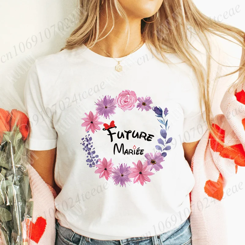 Team Future Bride Squad T-shirt Girls Single Farewell Bachelorette Evjf Party Tee Shirt French Women Bridal Shower Wedding Tops