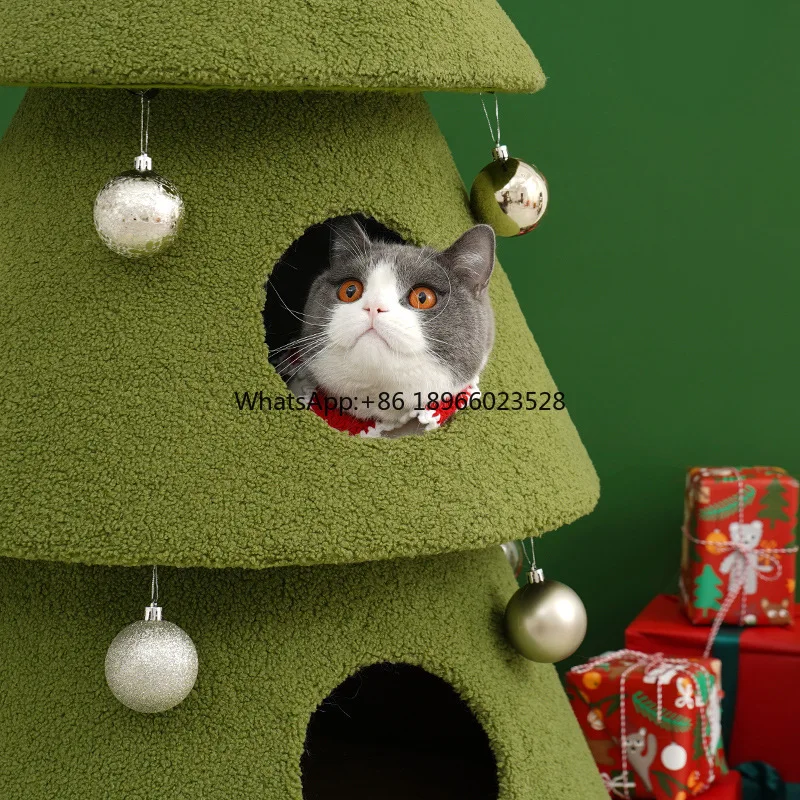 

Christmas large cat tree wooden scratcher cat furniture tower cute luxury cat tree with accessories