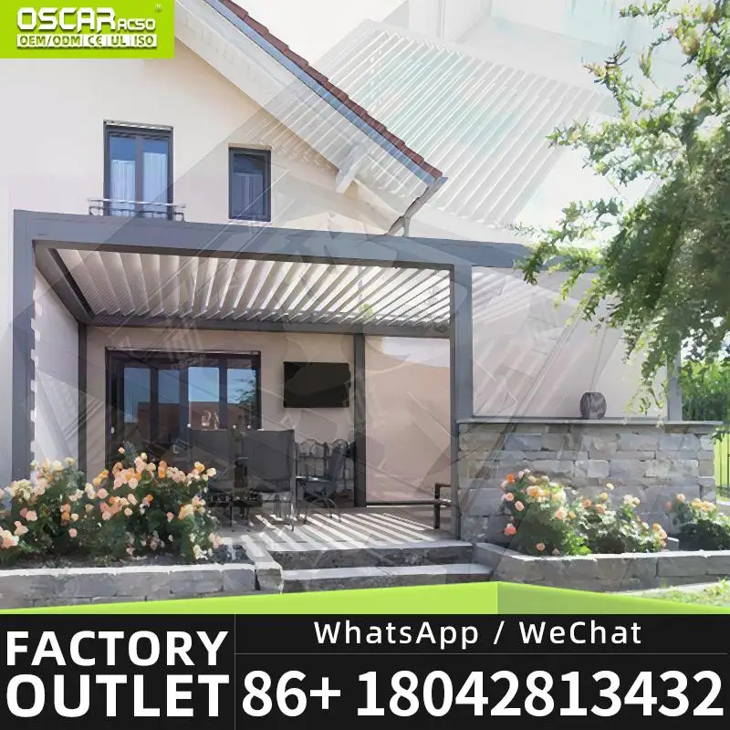 Bioclimatic Patio Cover With Snow Resistant Design Outdoor Pergola For Backyard Garden Courtyard  Louver Pergola