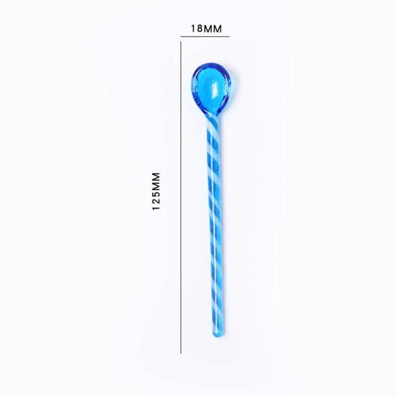 1Pcs High Borosilicate Glass Stirring Spoon Cocktail Stirrer Sticks Colored Glass Stirring Rod Long Handle Juice Coffee Spoons ﻿