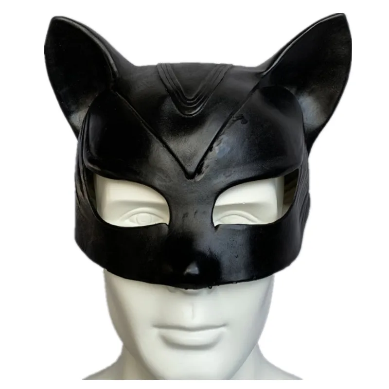 Halloween Sexy Cute Girl Cat Selina Kyle Mask Bruce Wayne Cosplay Costume Latex Headgear Adult Woman Prop