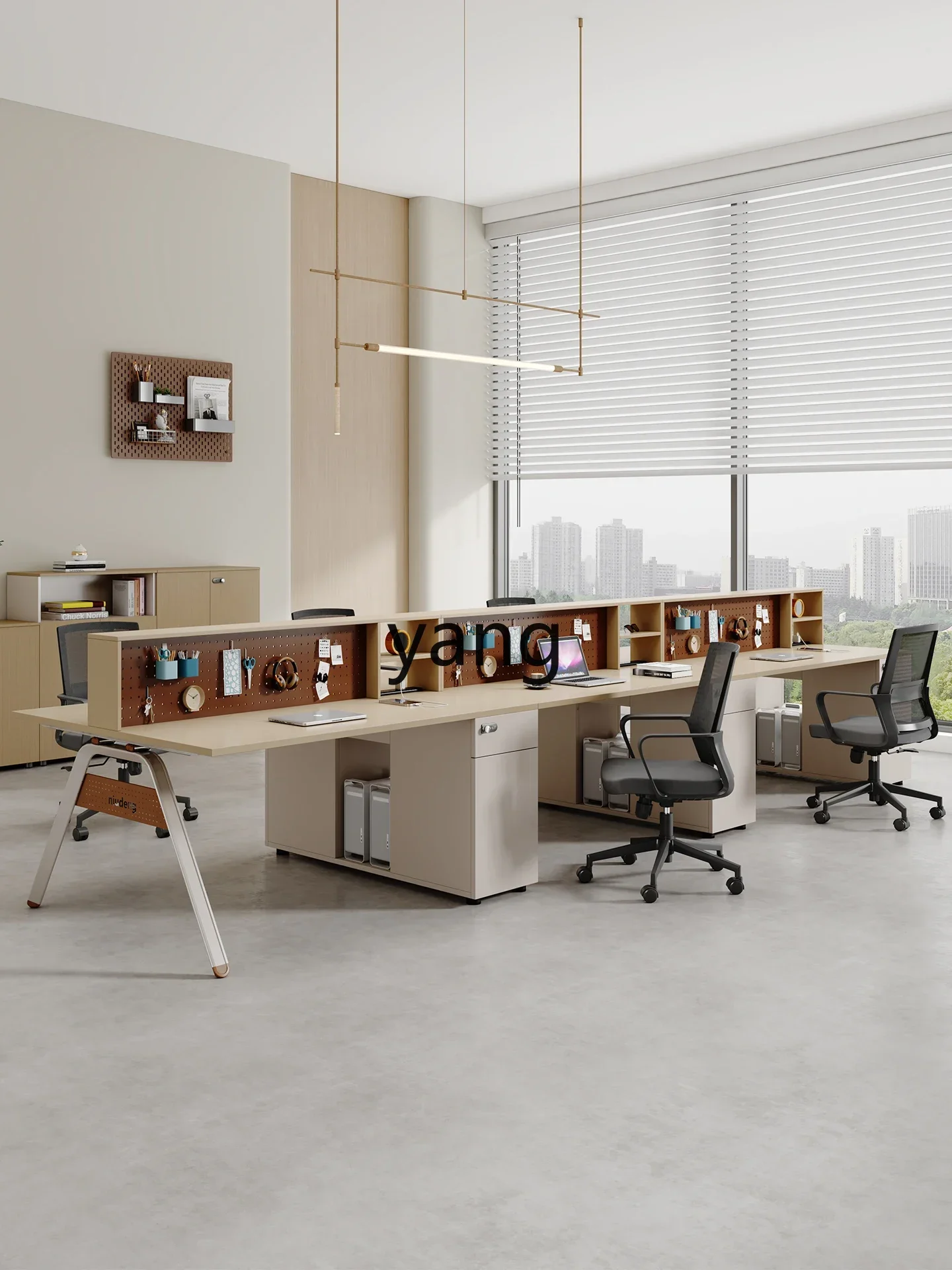 مكتب مكتب وكرسي LHstaff مزيج بسيط وحديث مزدوج مع مكتب خزانة مرتفع #2