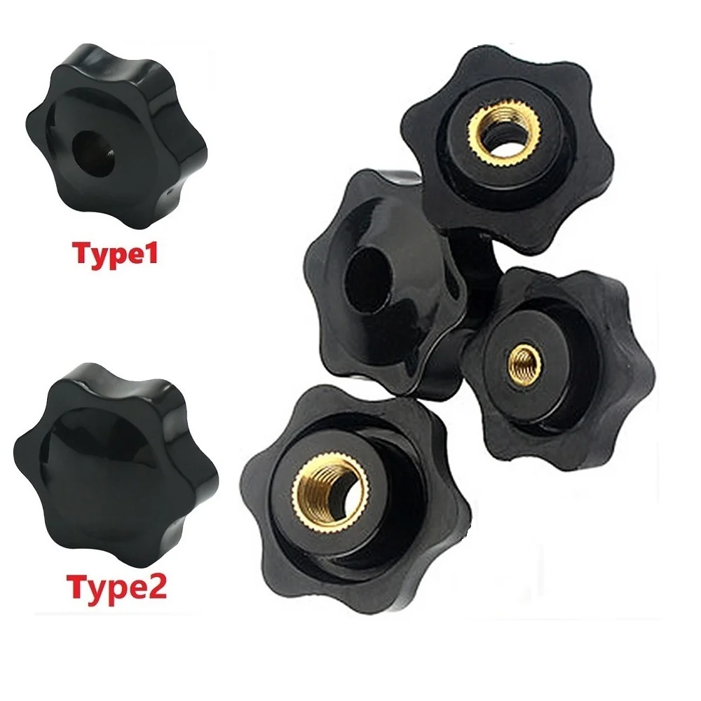 Thumb Nuts M4 M5 M6 M8 M10 M12 Plum Hand Tighten Nuts Handle Thread Star Mechanical Black Thumb Nuts Clamping Knob Manual Nuts