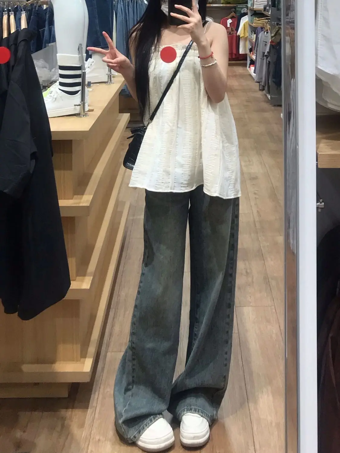 Abiti vintage giapponesi denim donna dritto baggy Y2K nero moda coreana stile Harajuku streetwear vita alta gamba larga
