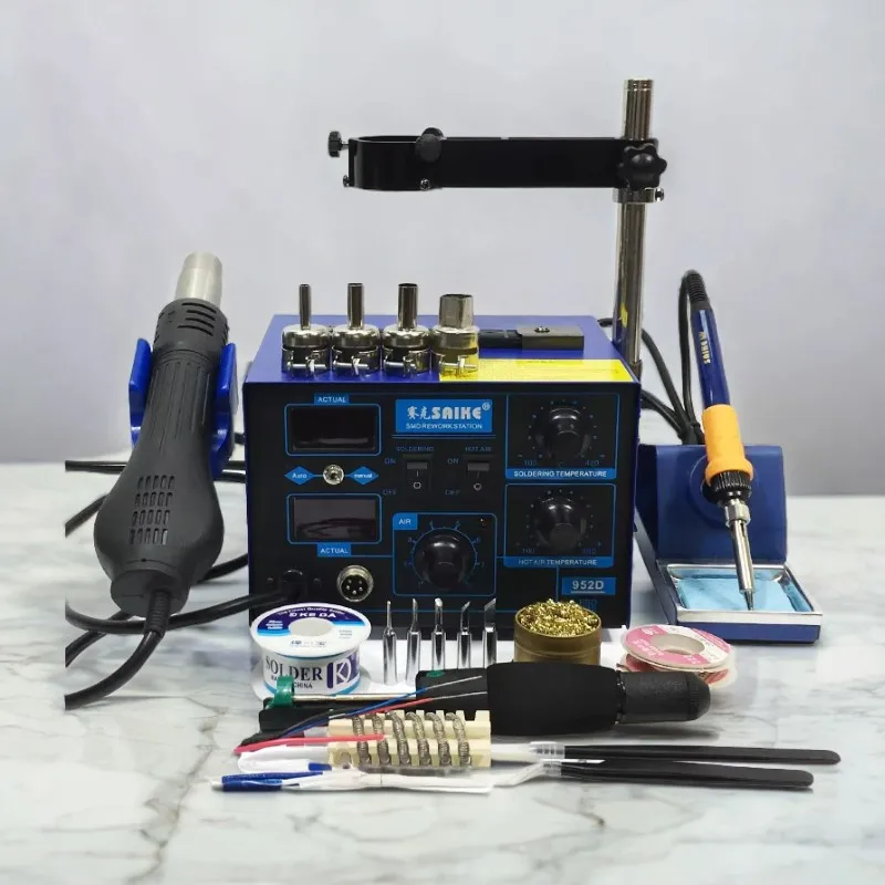 

220 В Saike 952D фен + паяльник 2в1 мощность 750 Вт паяльная станция BGA сварочный стол