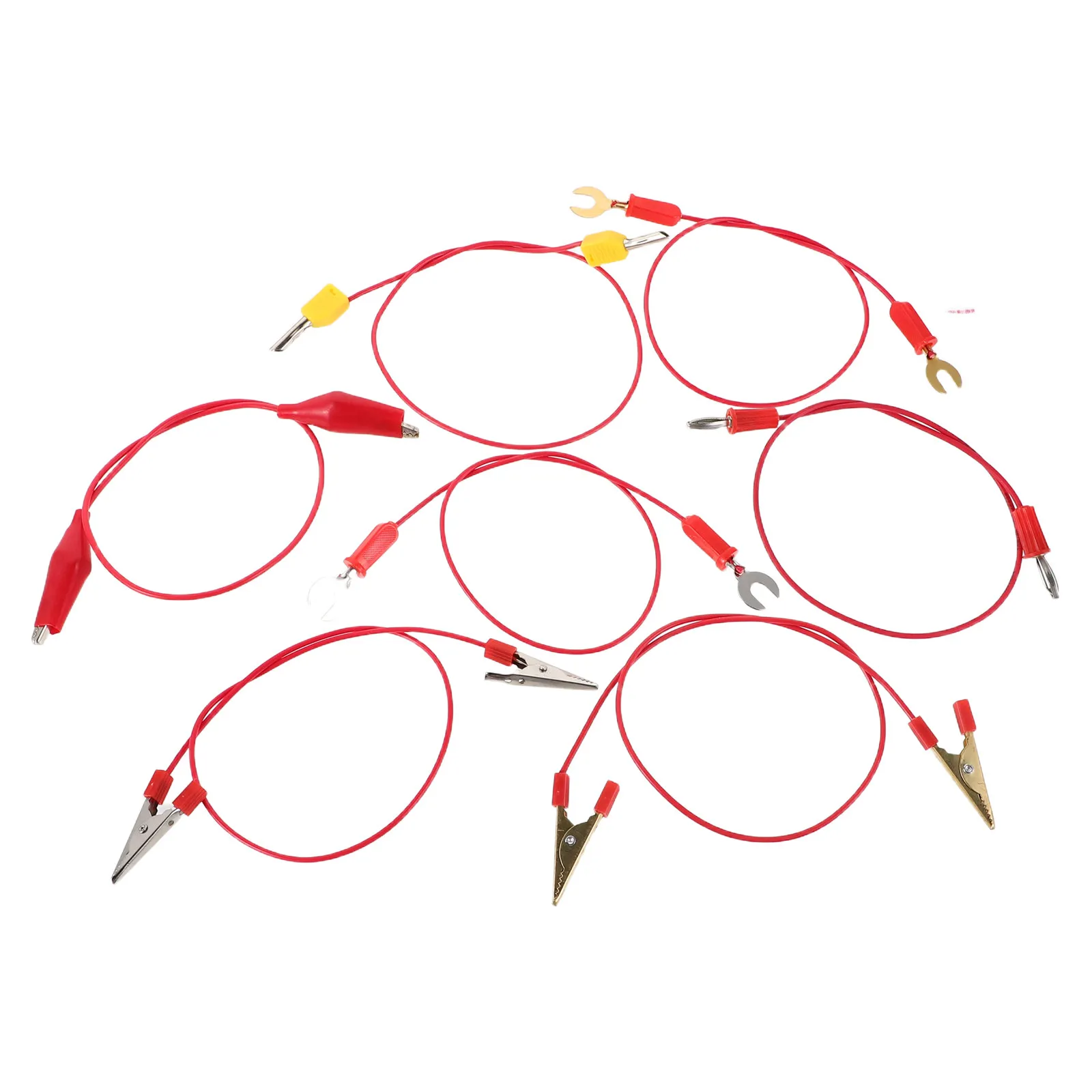 

7Pcs Physics Lab Circuit Leads Banana Plug Clips U Forks Electrical Testing Leads Multi Purpose Electronic Connection Wires