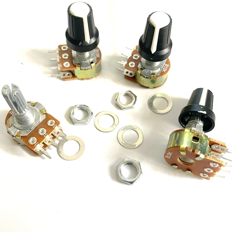 5PCS/Lot Carbon Film Potentiometer WH148 20mm 6pin + Rotary Switch Knobs Cap Kit B1K 2K 5K 10K 20K 50K 100K 250K 500K 1M