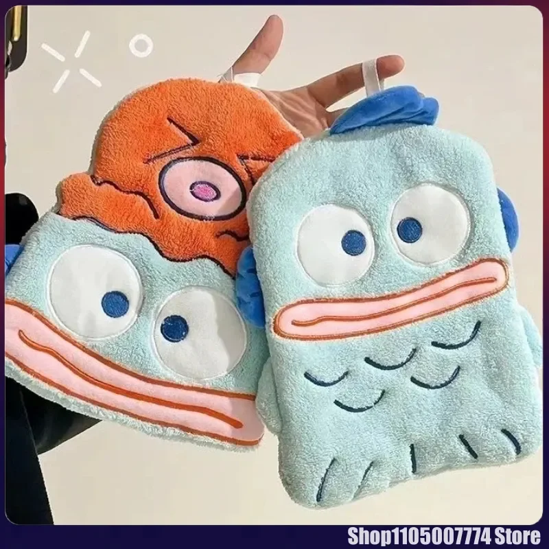 

Kawaii Hangyodon Hand Towel Cartoon Cute Clownfish Water-Absorbent Coral Fleece Kitchen Quick-Drying Shower Room Supplies