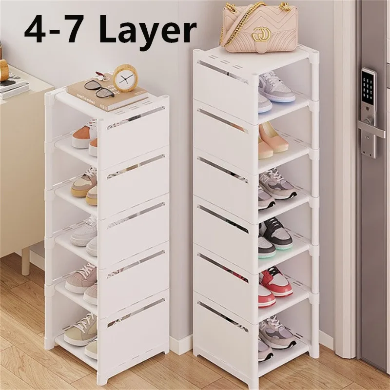 Neuer 4/5/6/7 Lagen weißer verstellbarer Sparschrank ﻿ Schuh-Organizer, platzsparendes Schuhregal für den Eingangsbereich, Flur, Wohnzimmer