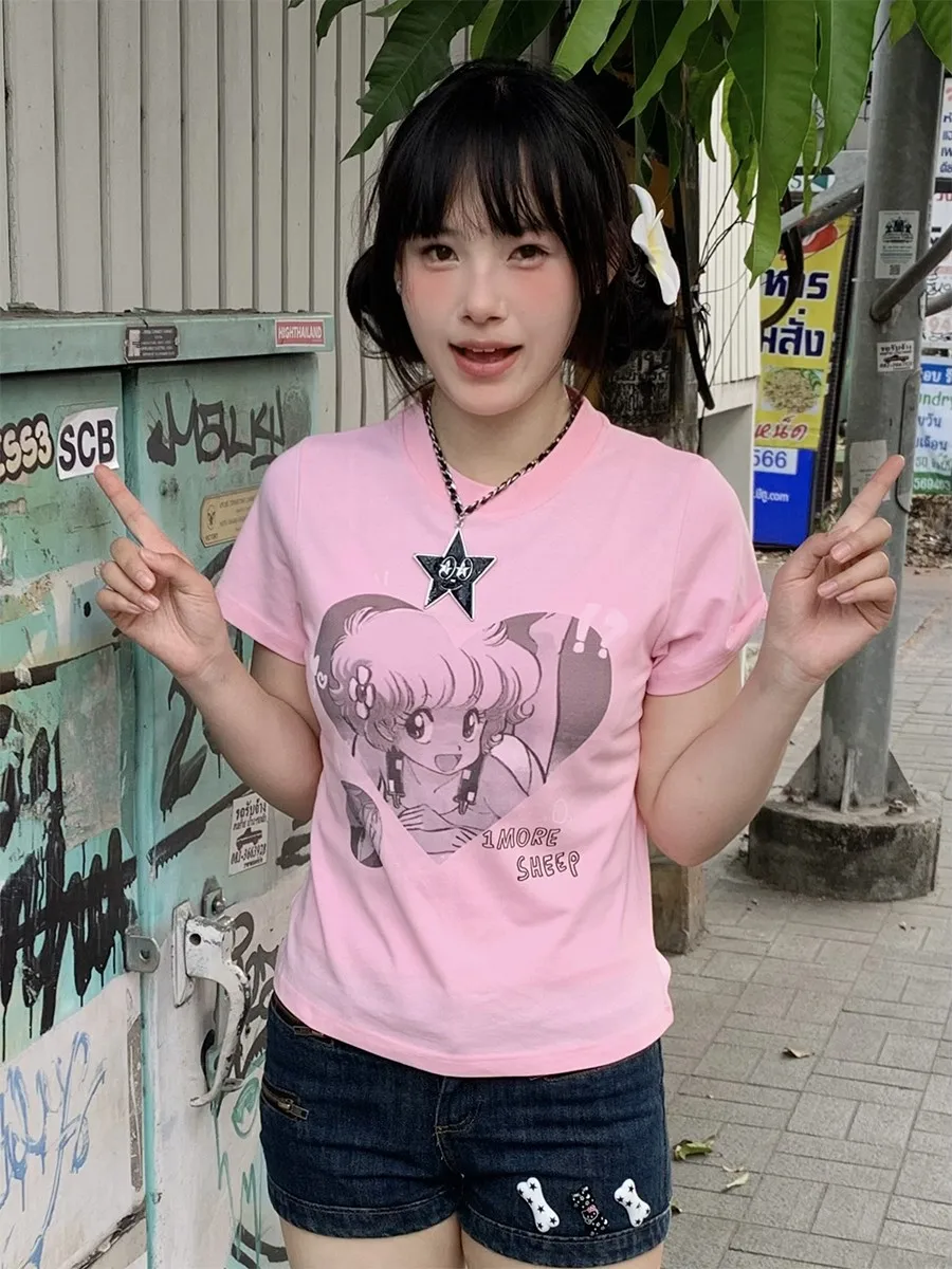 

moreeep Pink T-irt ort Hair Little Girl Simple Not Dus Cute Design Cotton 00% Women's Faion Ladies' T-irts