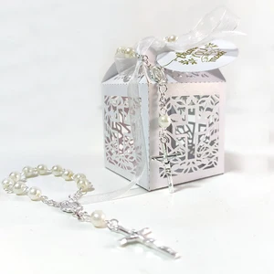 Cruz Candy Box With Rosary, Packaging Box for the Gift of Easter, Birthday, Baptism, Marriage, Communion, Baptized Decoration, 50 Units, 20 Units 10 Main Sales Memories of Communion - №1