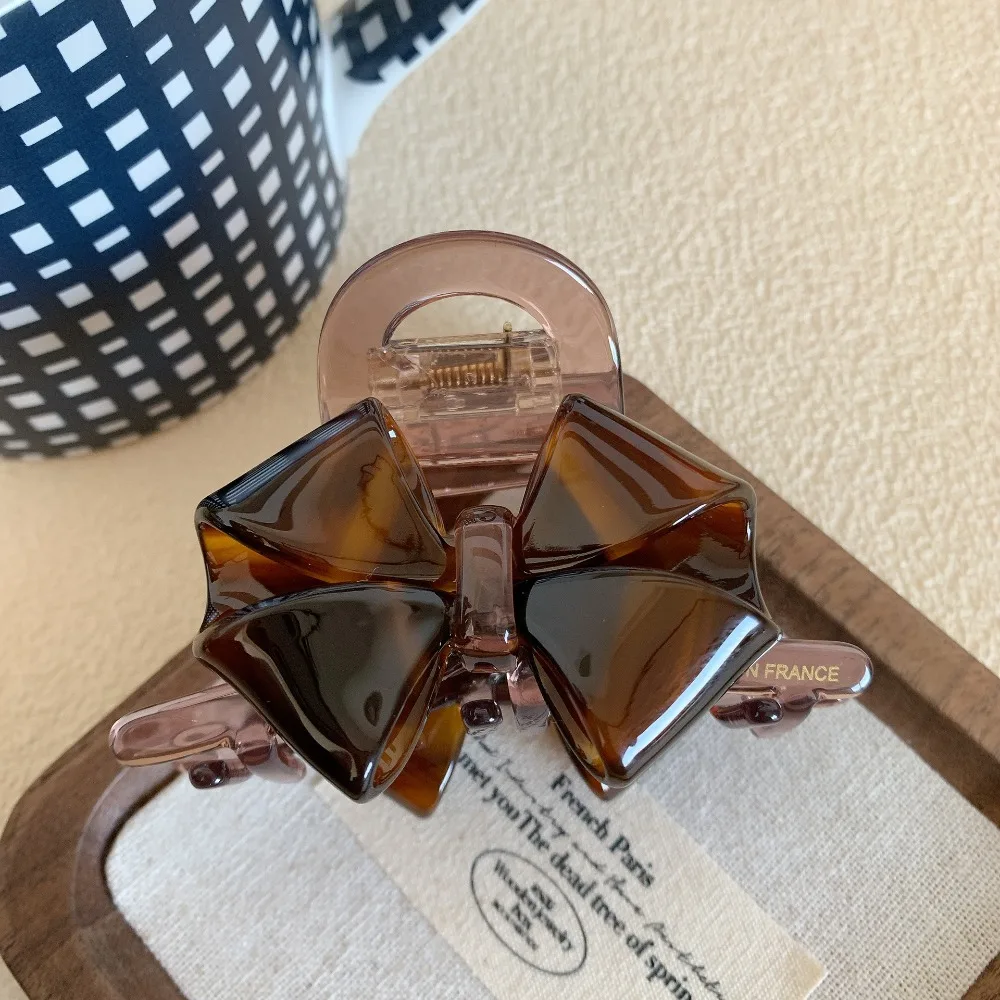 

Personalized Jelly Retro Bow Acetate Hair Claw Hairpin Hair Clip Solid Color Shark Clip Headwear Geometry Shark Clip Female