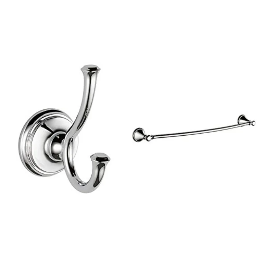 

79735 Cassidy Double Robe Hook Polished Chrome + 79724 Cassidy 24" Towel Bar Polished Chrome
