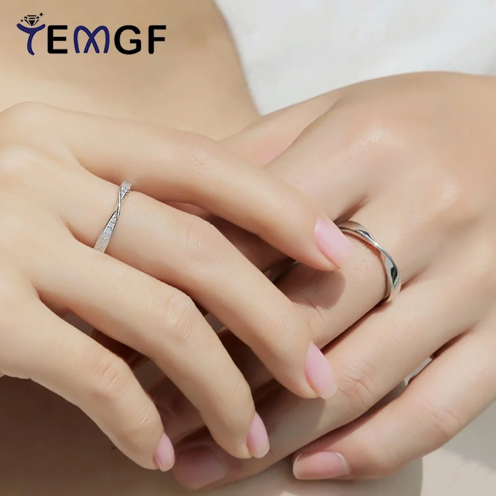 

TEMGF 100% стерлингового серебра S925, парное кольцо для влюбленных, простые ювелирные изделия, браслет унисекс для женщин и мужчин, подарки на День святого Валентина