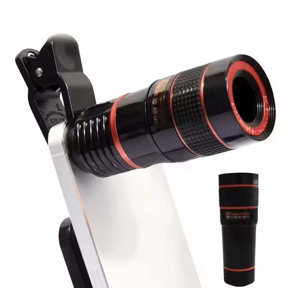 

Универсальный телефонный телескоп с длинной линзой, 12x телескоп для смартфона, фокусирующий объектив, портативный мини-монокуляр с большим увеличением, объектив телескопа