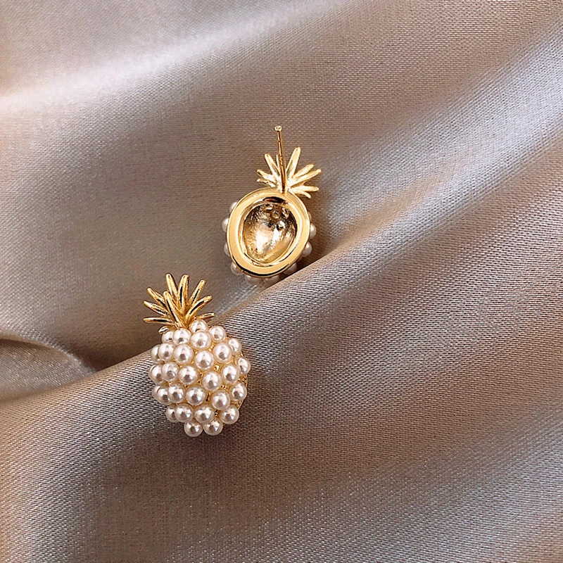 Mini Heart Pineapple Ear Stud Elegant Imitation Pearl Stud Earrings Women's Fashion Korean Ear Jewelry Party Girls Gifts image 5