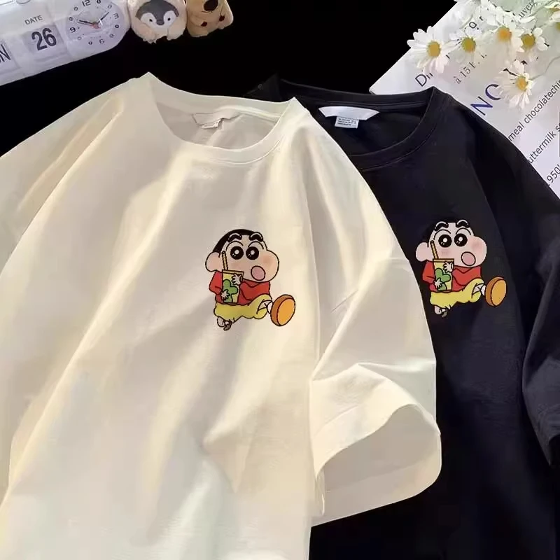 2026 Adult and Children's Crayon Shin-chan Family Portrait Fun Comic Strip Loose Sports Casual Pure Cotton Short-sleeved Shirt