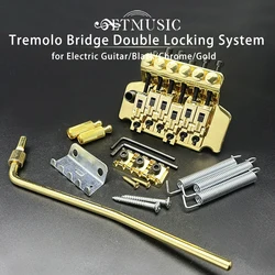 A Set Electric Guitar Tremolo Bridge Double Locking Systyem Black/Chrome/Gold