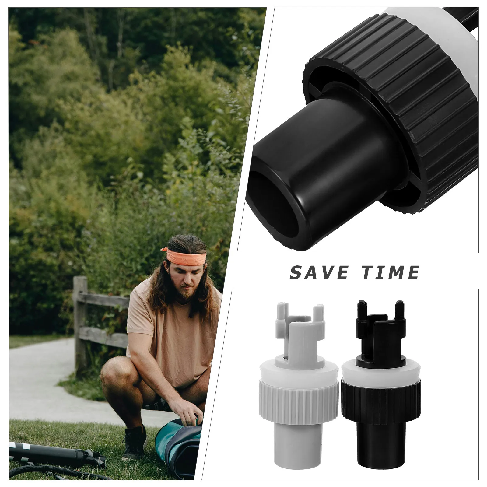 

2Pcs Inflatable Valve Adapter Sturdy Plastic Kayak Air Valve Replacement Anti-Leakage Connectors for Boat Accessories Fast