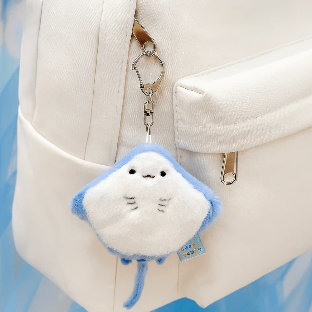 Soft Ocean Animal Plush Keychain Kawaii Simulation Fluffy Whale Keyring PP Cotton Small Turtle Press Sound Pendant Home Decor