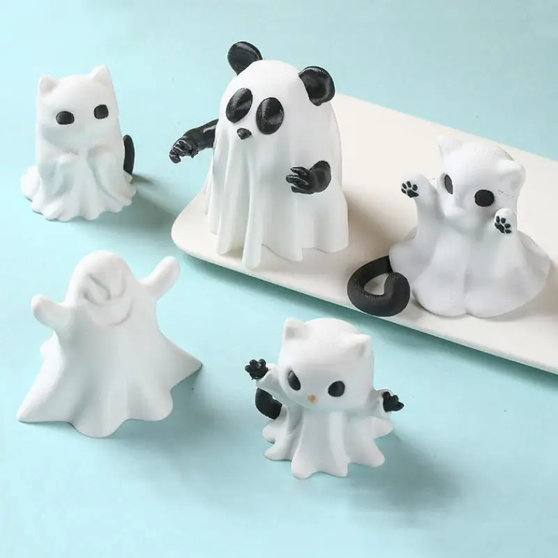 1Pcs Home Decoration Crafts Mini Kitten Ghost Ornament Cute Desktop Atmosphere Halloween Feeling Send Girlfriend Cat Gift