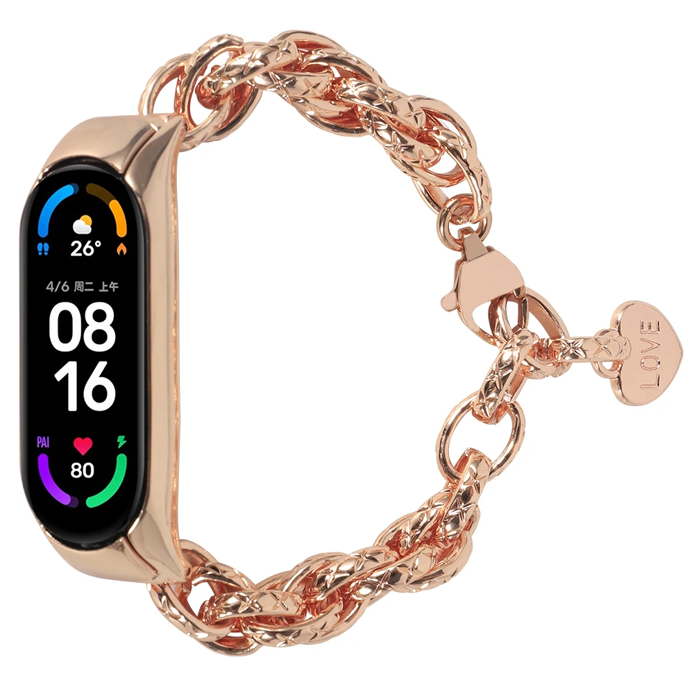 Metal Bracelet Strap For Xiaomi Mi band 10 9 8 7 6  Fashion Ladies Smart Bracelet Replacement Wristband For Xiaomi Mi band 10 5
