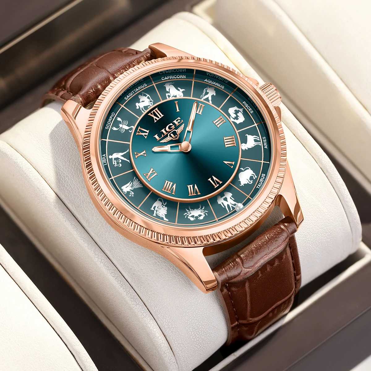 

LIGE new Top brand luxury watches mens features luminous waterproof quartz fashion 12 constellations watches for men Gift reloj