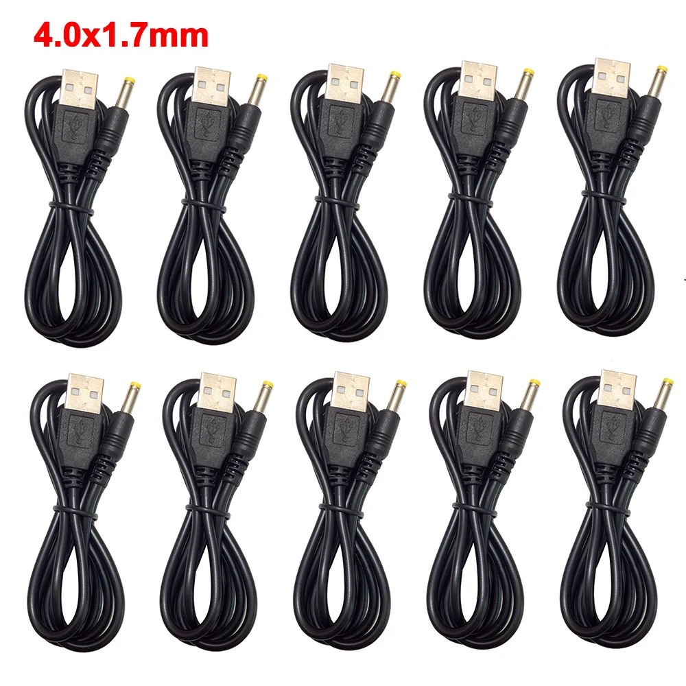 10pcs USB To DC Power Charging Cable 4.0x1.7mm Plug 5V 2A USB Charge Cord For PSP 1000 2000 3000 1M Powe Line Wholesale
