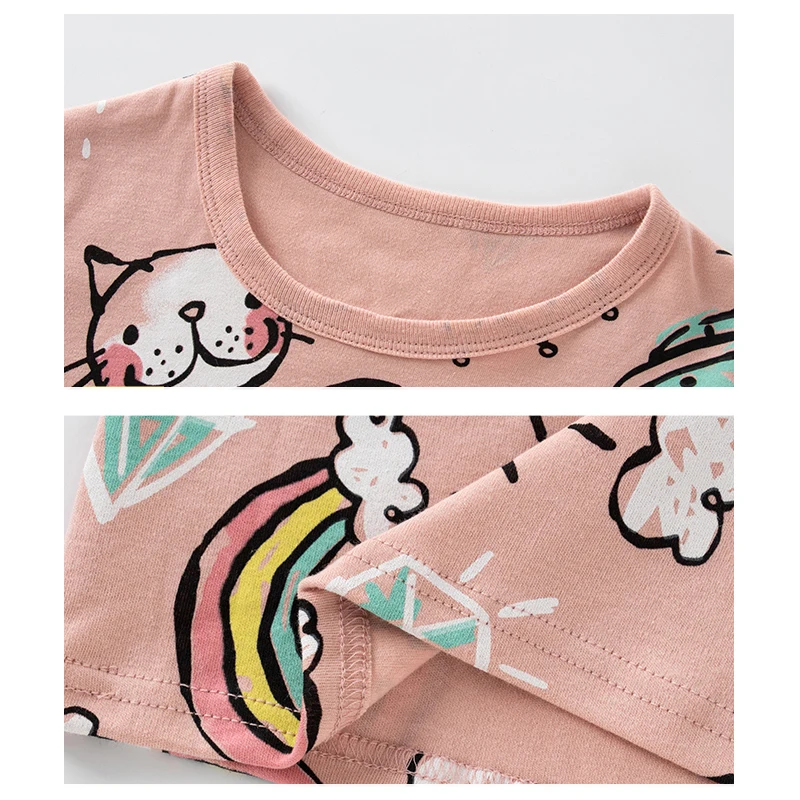 Girls Pajamas Sets 2 to 3 4 5 6 7 8 9 10 11 12 13 14 Years Cotton 100 Toddler Kids Pijamas Long Sleeve Cute Pyjama Pink Cat Pjs