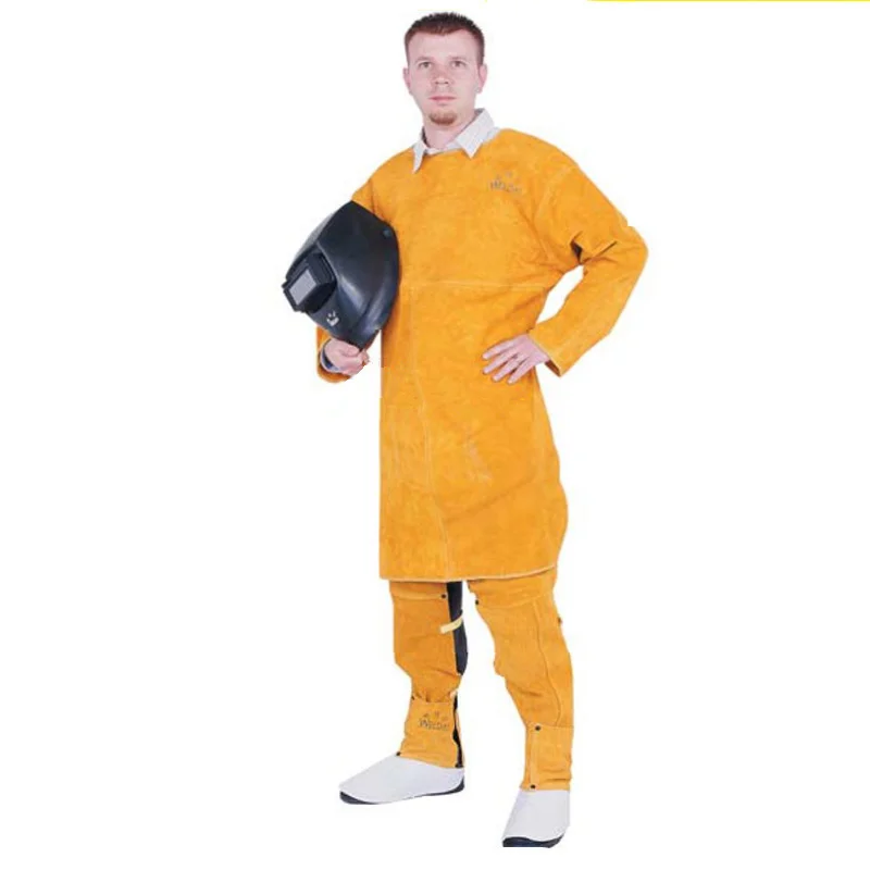 Sleeved Cowhide Apron Welder Reverse Dressing Thermal Insulation Heat Anti-Wear Welding Clothing Thickened