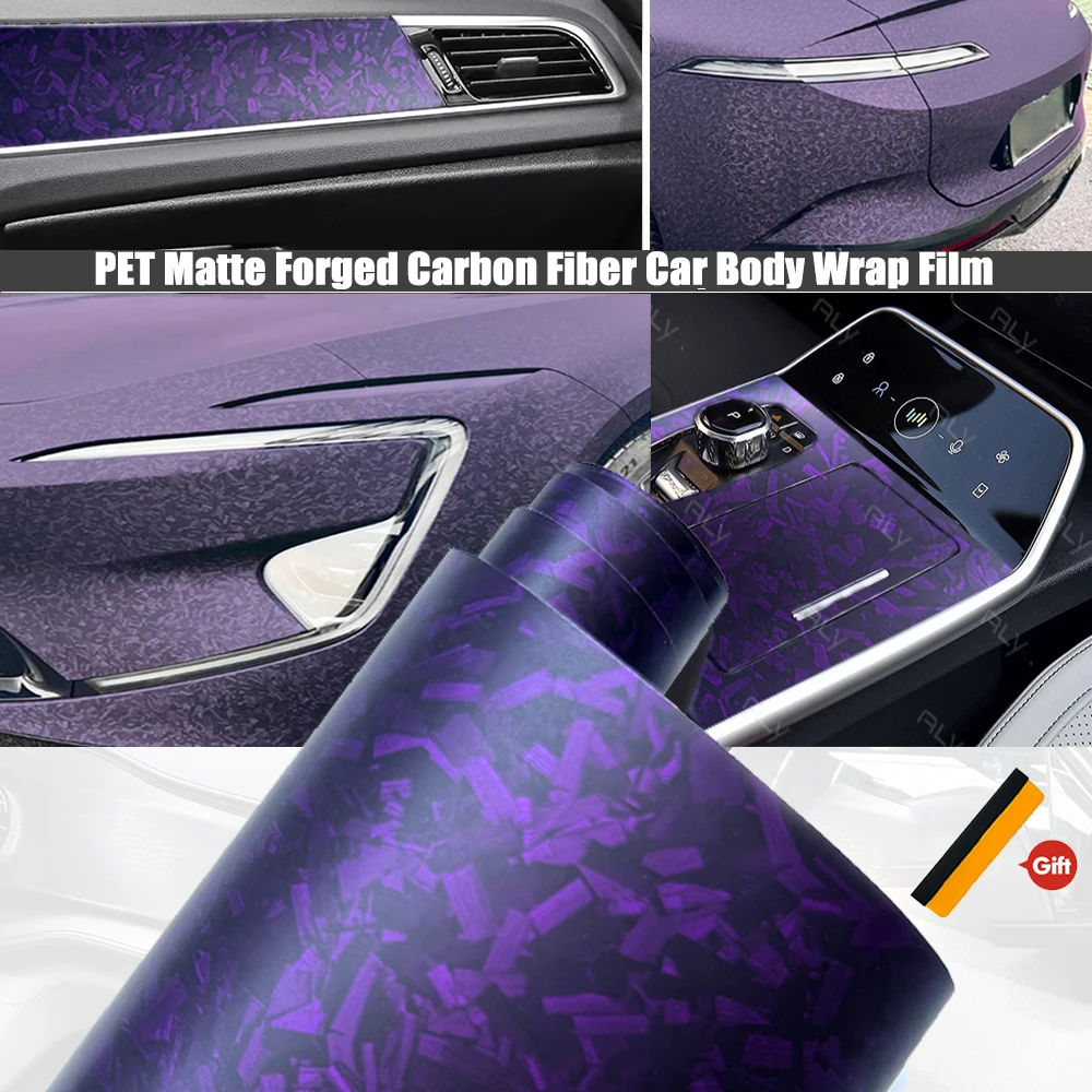 

Фиолетовая матовая пленка из кованого карбона для оклейки автомобилей и мотоциклов, аксессуары, автонаклейки, пленка с технологией Air-release, инструменты для оклейки авто