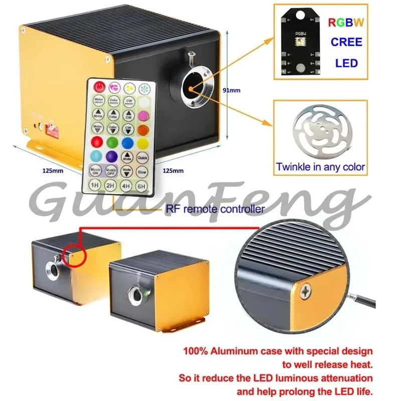 Graffiti, control fiber optic light engine 12W RGBW with flicker effect, suitable for indoor fiber optic ceiling