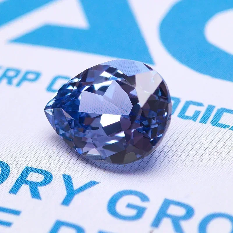 Lab Grown Sapphire Top Quality Pear Shape Cornflower Blue Color Charms Beads for DIY Jewelry Making Selectable AGL Certificate