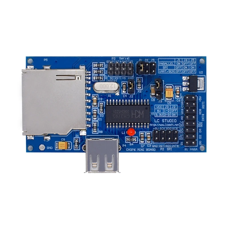 Placa de avaliação da placa de desenvolvimento usb ic módulo ch376 ch376s cartão sd oscilador de cristal porta serial para arduino