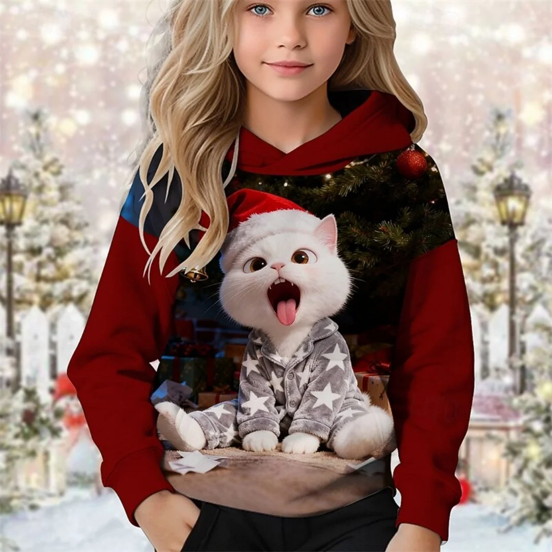 

2025 Kids Clothes Christmas 3D Print Hoodie Animal Cartoon Pattern Sweatshirt Casual Cute Polyester Hoodies Children Sweatshirt