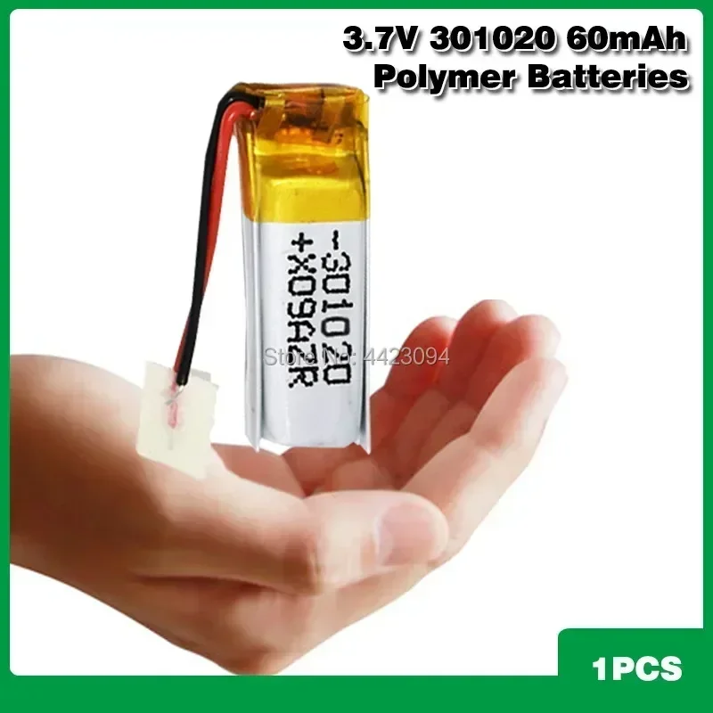 3.7v 60mAh lithium polymer battery 301020 li-polymer Rechargeable battery 301020 For bluetooth earphone toy recording pen MP5