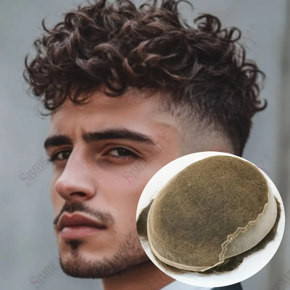 

Мужской парик-накладка из натуральных волос 25 мм, серо-коричневый/черный, с отбеленными узлами, дышащий, на швейцарской сетке Q6 и полиуретановой основе, мужской протез для волос