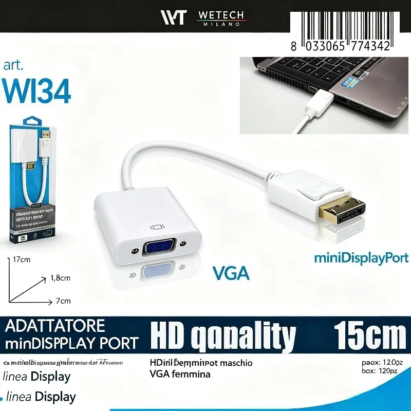 Adaptateur WETECH DisplayPort/Mini DP/USB-C vers HDMI/VGA, convertisseur vidéo 4K/1080P pour ordinateur portable, moniteur, projecteur