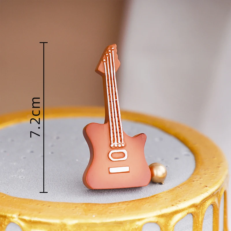 Music Theme Cake Toppers Mini Musical Instrument Resin Sax Piano Guitar Piano Notes for Birthday Graduation Party Blessing Decor