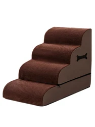 4-Tiers Dog Stairs Non-Slip Dog Ladders Ramp for High Bed and Couch Zipper Detachable Changeable Pet Stairs for Small Dogs