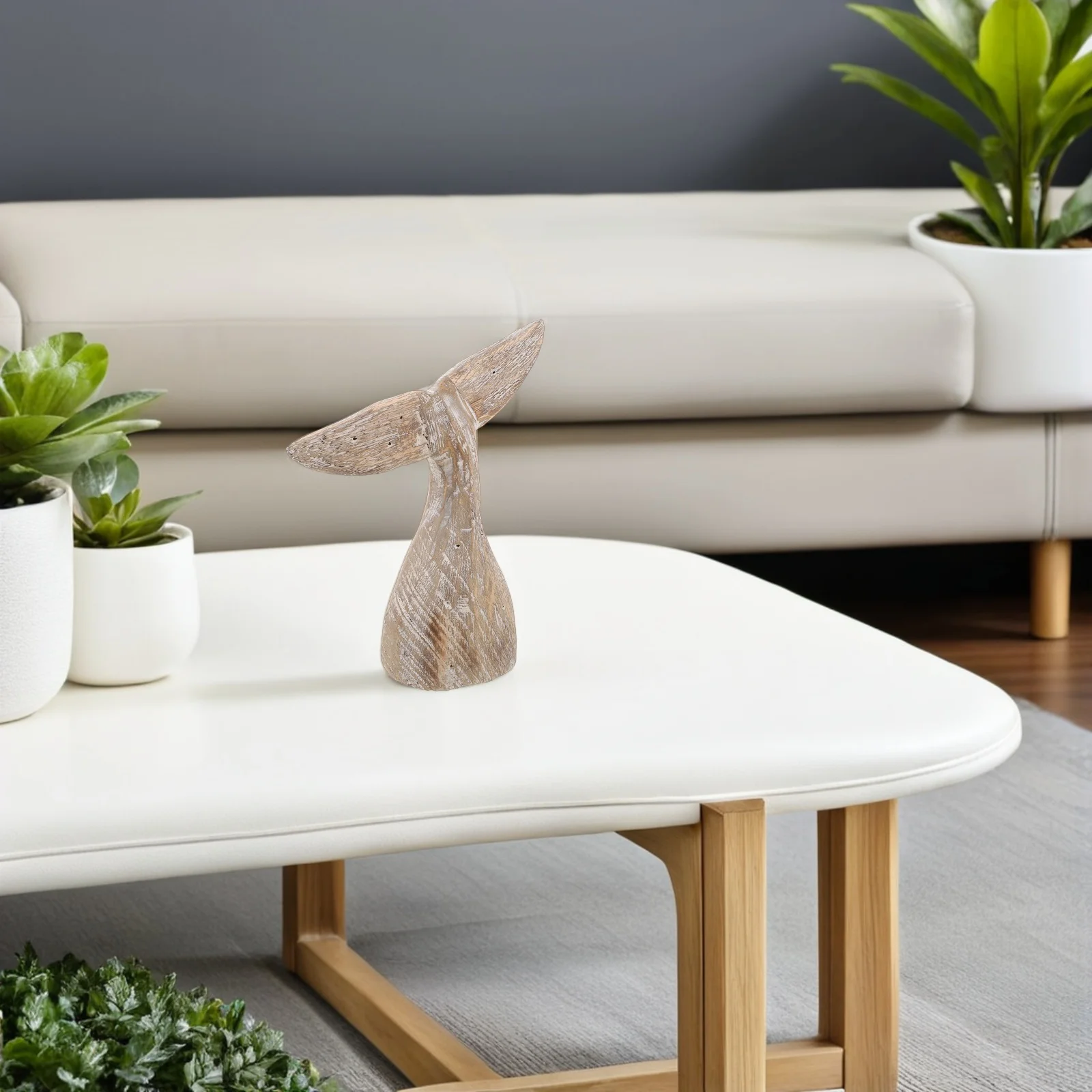 

Wooden Whale Tail Decor: Hand Carved Coastal For Home Adorns Tabletop Nautical Decoration Rustic Wood Sculpture