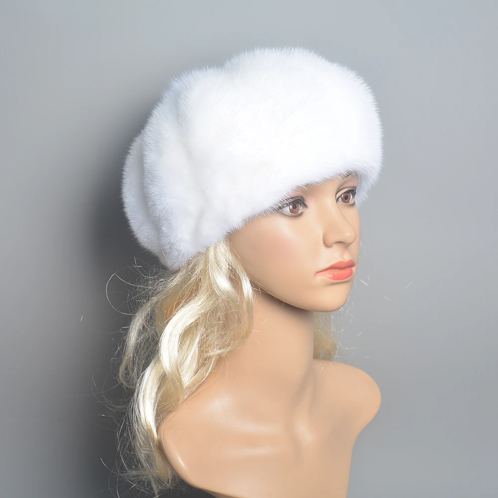 Winter Fur Hats Women Stylish Warm Natural Whole Mink Fur Luxury Caps Earflap High Quality Hat anti cold Snow Hat